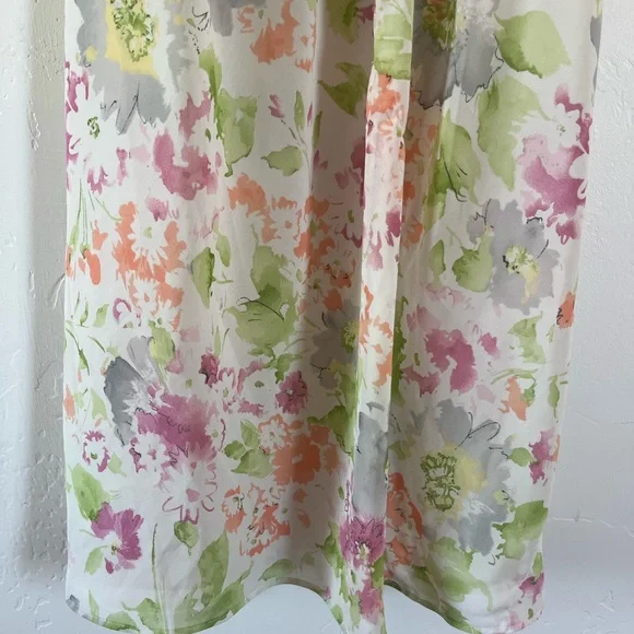 Oscar de la Renta the Pink Label Green and Pink Rosette Nightgown Size Medium - Picture 3 of 6